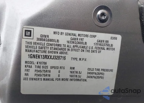 1999 Chevrolet Tahoe Ls z USA, uszkodzony, nr VIN 1GNEK13RXXJ328716